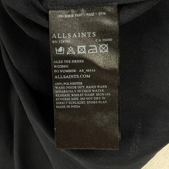 ALLSAINTS Ales Dress Womens US 2 Black Short Sleeve Sequin Embellished Shift - Picture 11 of 16